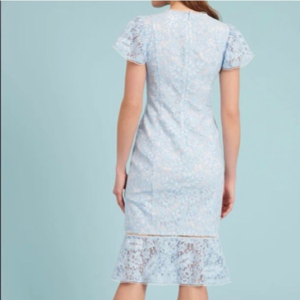 NWOT Rachel Parcell Celeste Blue Short Sleeve Lace Sheath Midi Dress Size XXS - Picture 2 of 10